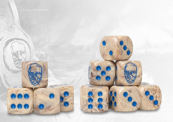 Spires Logo on Lunar Marbled Dice